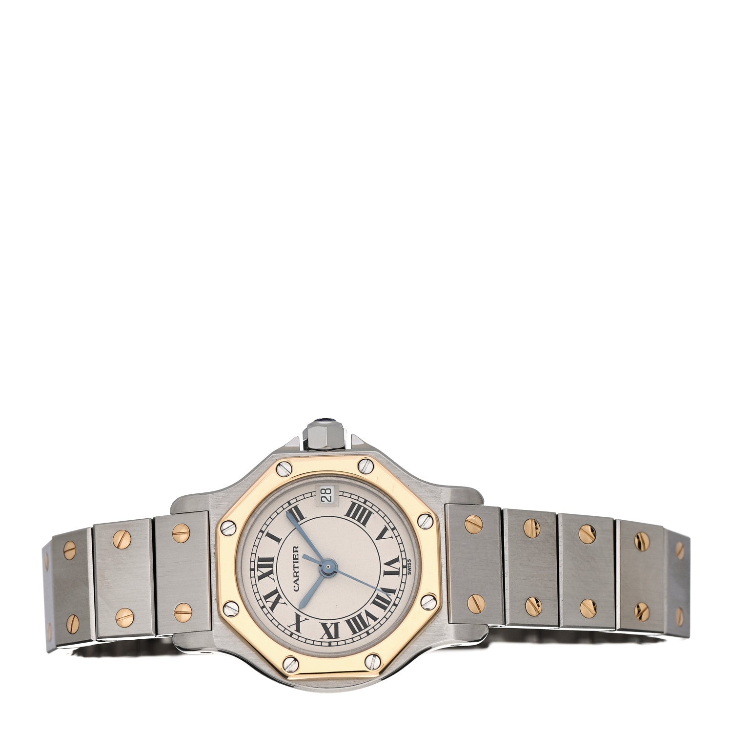 Cartier Stainless Steel 18K Yellow Gold 25mm Santos Octagon Quartz Watch 2 of 4