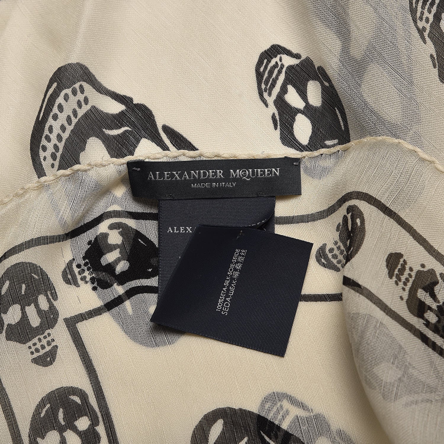 Alexander McQueen Silk Chiffon Skull Scarf Ivory Black 5 of 5
