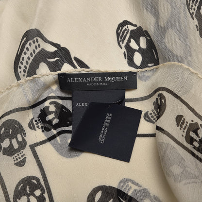 Alexander McQueen Silk Chiffon Skull Scarf Ivory Black 5 of 5