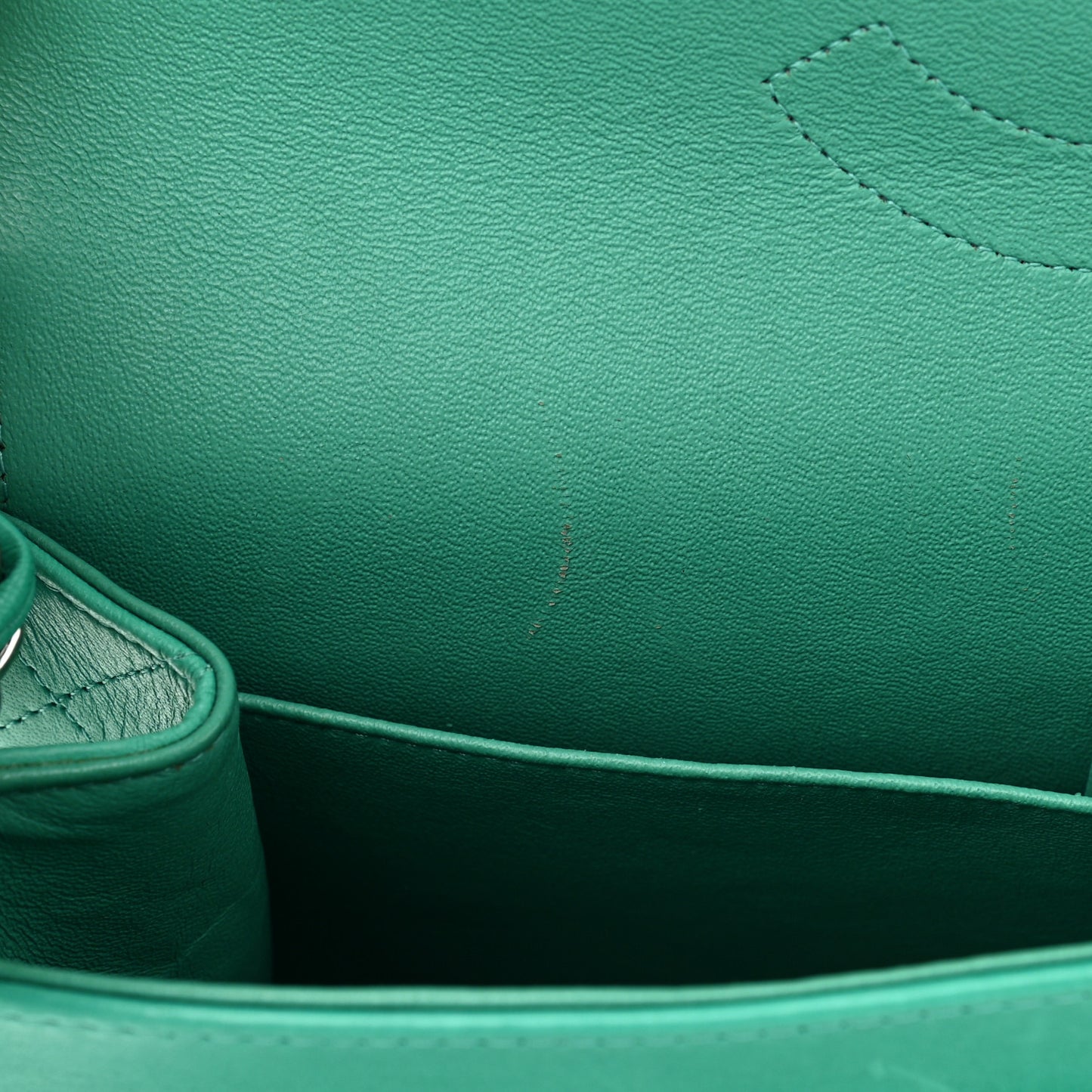 Lambskin Quilted Jumbo Double Flap Green