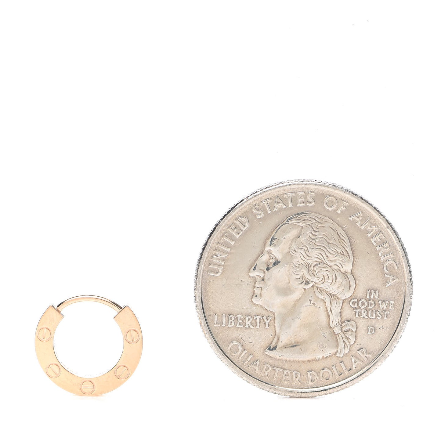 18K Pink Gold Single LOVE Hoop Earring