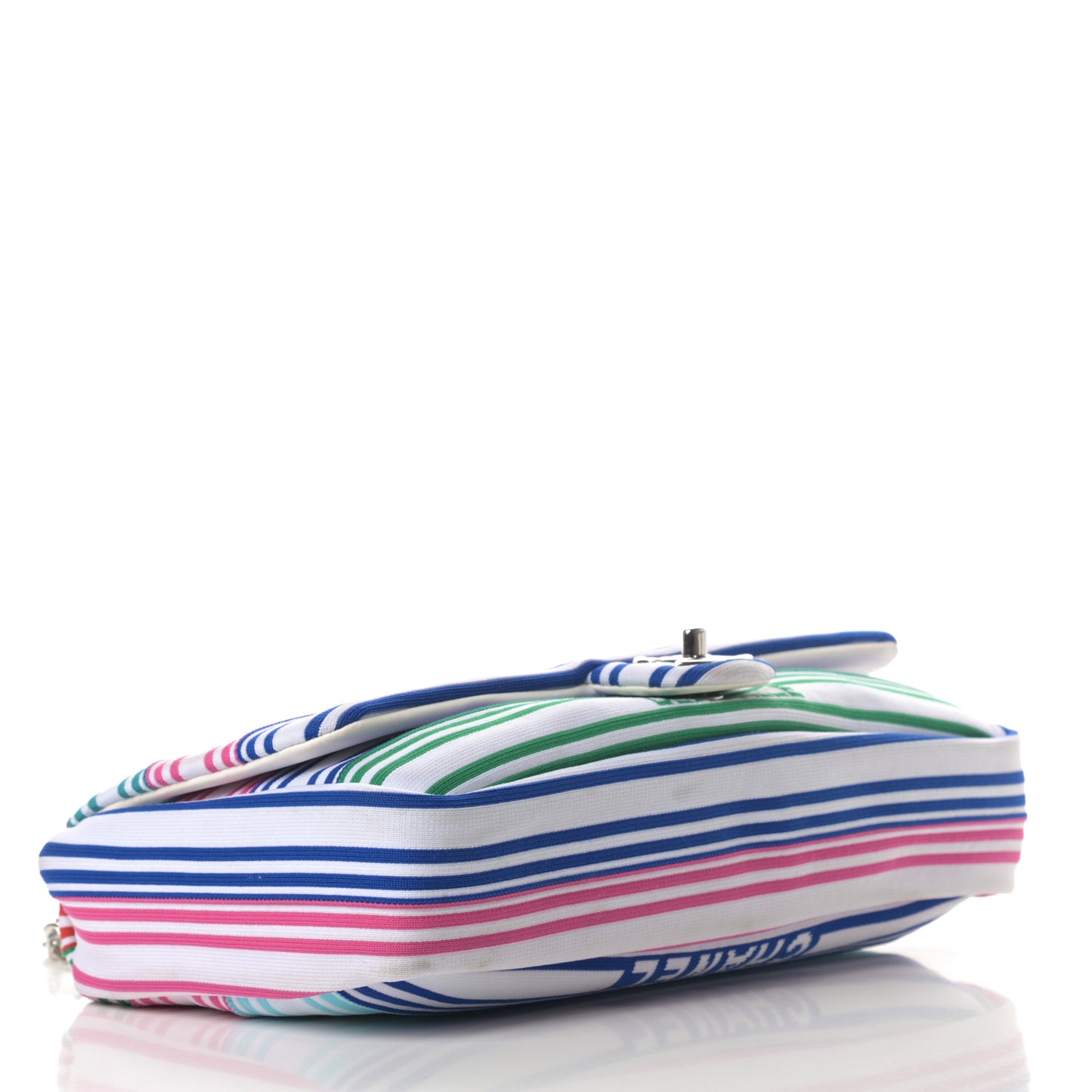 Mixed Fibers Lambskin Venise Biarritz Flap Bag Multicolor White