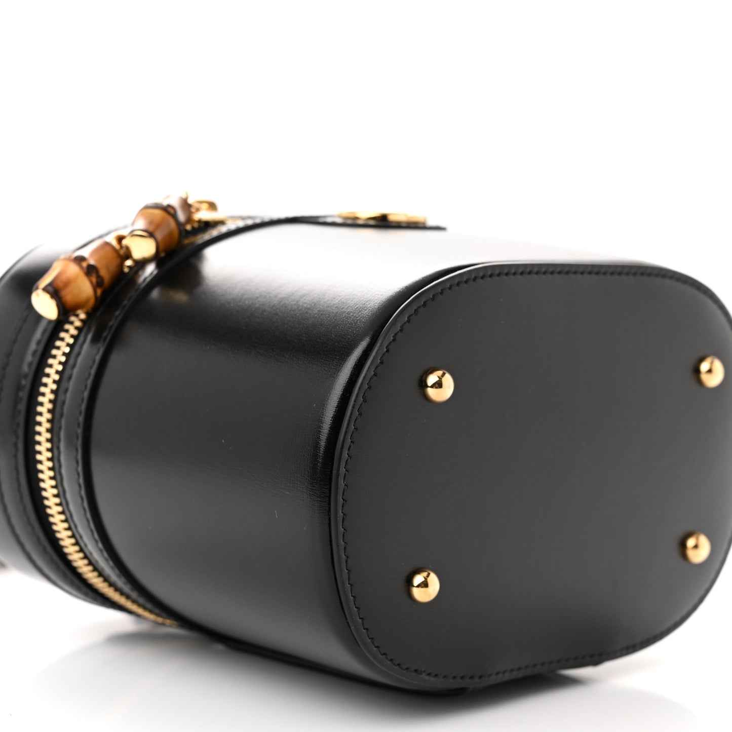 Calfskin Mini Bamboo Top Handle Shoulder Bag Black