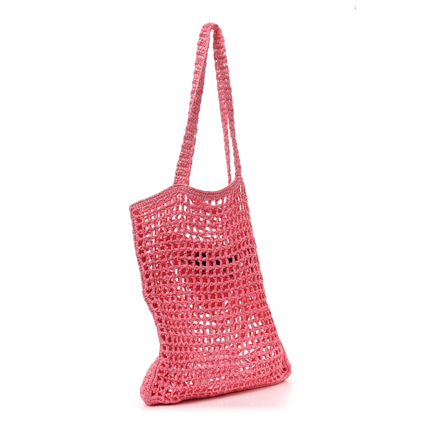 Yarn Raffia Effect Crochet Logo Embroidered Tote Bag Petalo