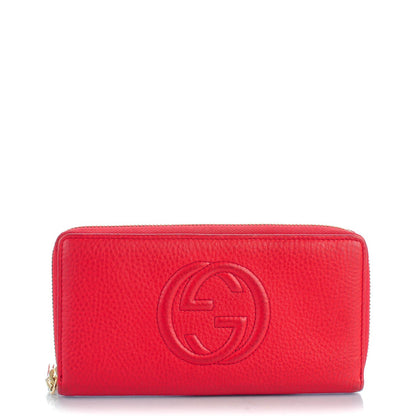 Gucci Pebbled Calfskin Soho Zip Around Wallet Red 1 of 9
