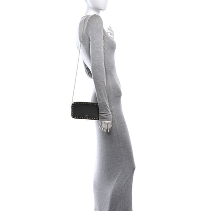 Valentino Garavani Pebbled Calfskin Rockstud Double Zip Camera Crossbody Bag Graphite 2 of 10