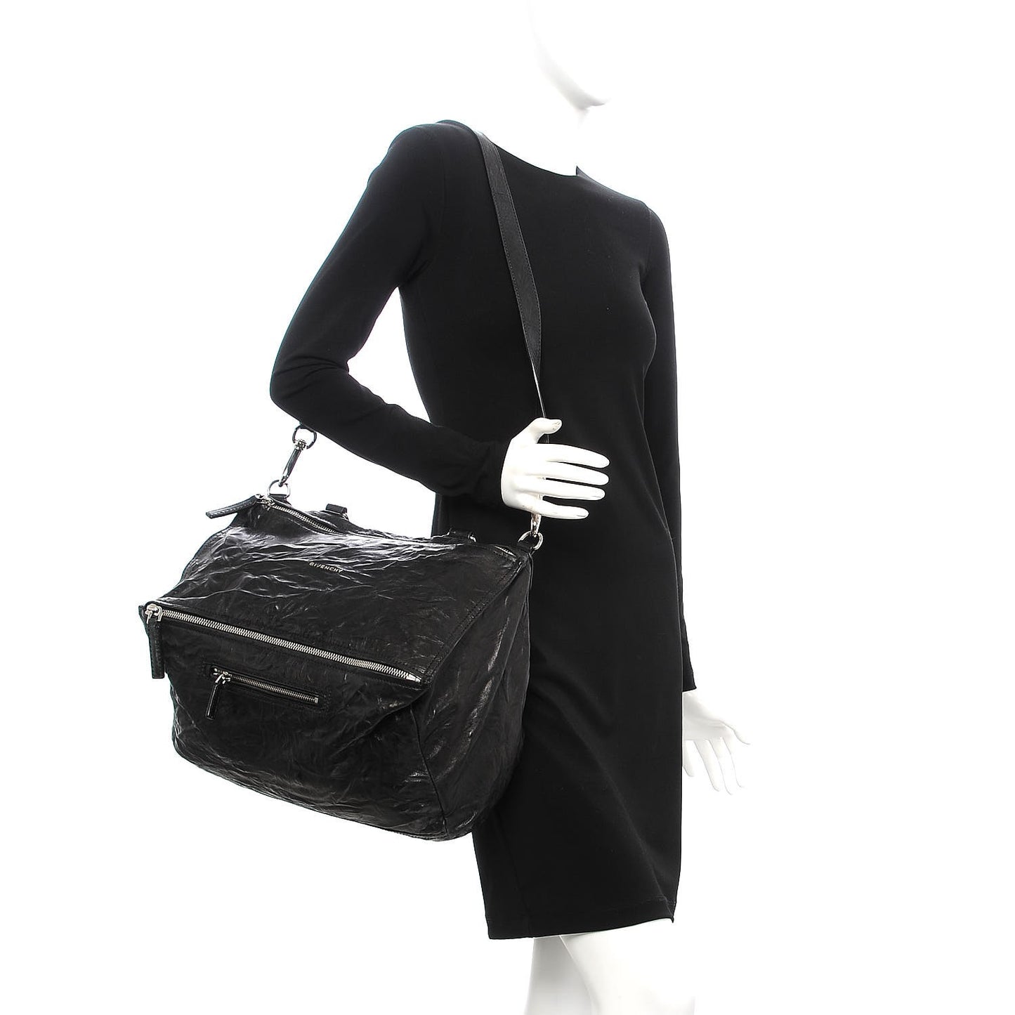 Tumbled Sheepskin Large Pandora Bag Black