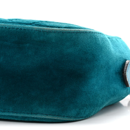 Gucci Velvet Matelasse Small GG Marmont Chain Shoulder Bag Pavone Cyan 10 of 14