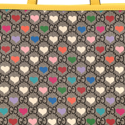 Gucci GG Supreme Monogram Hearts Childrens Tote Beige Ebony Multicolor Freesia 8 of 10