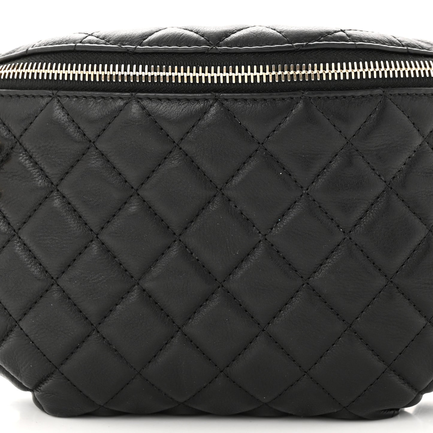 Calfskin Quilted Banane Waist Bag Fanny Pack Black