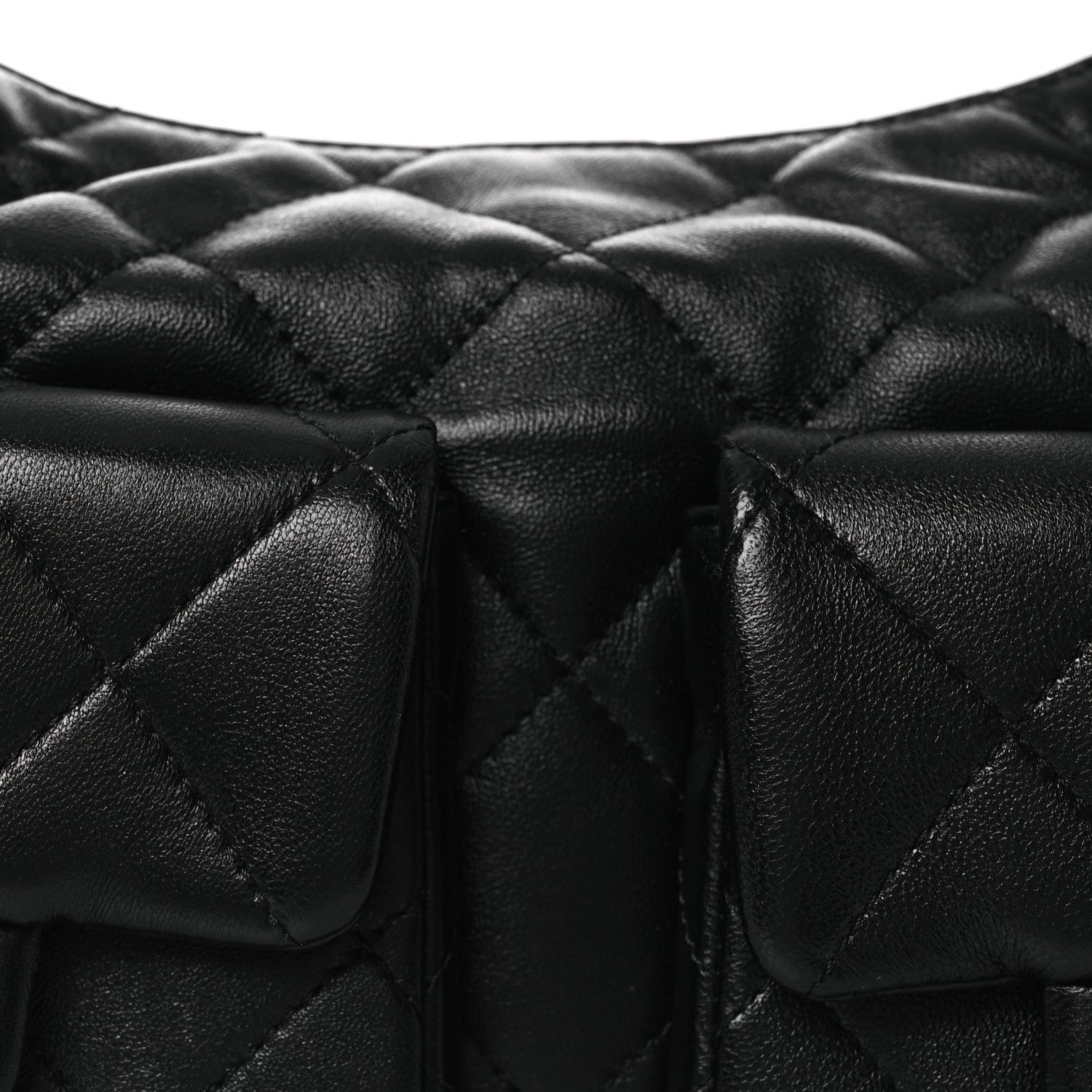 Chanel Shiny Lambskin Quilted Trendy Pockets Hobo Black 8 of 13