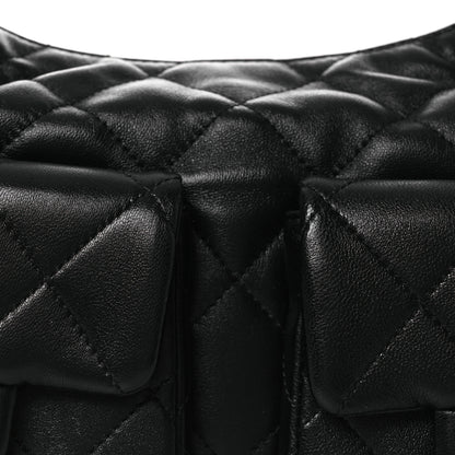 Chanel Shiny Lambskin Quilted Trendy Pockets Hobo Black 8 of 13