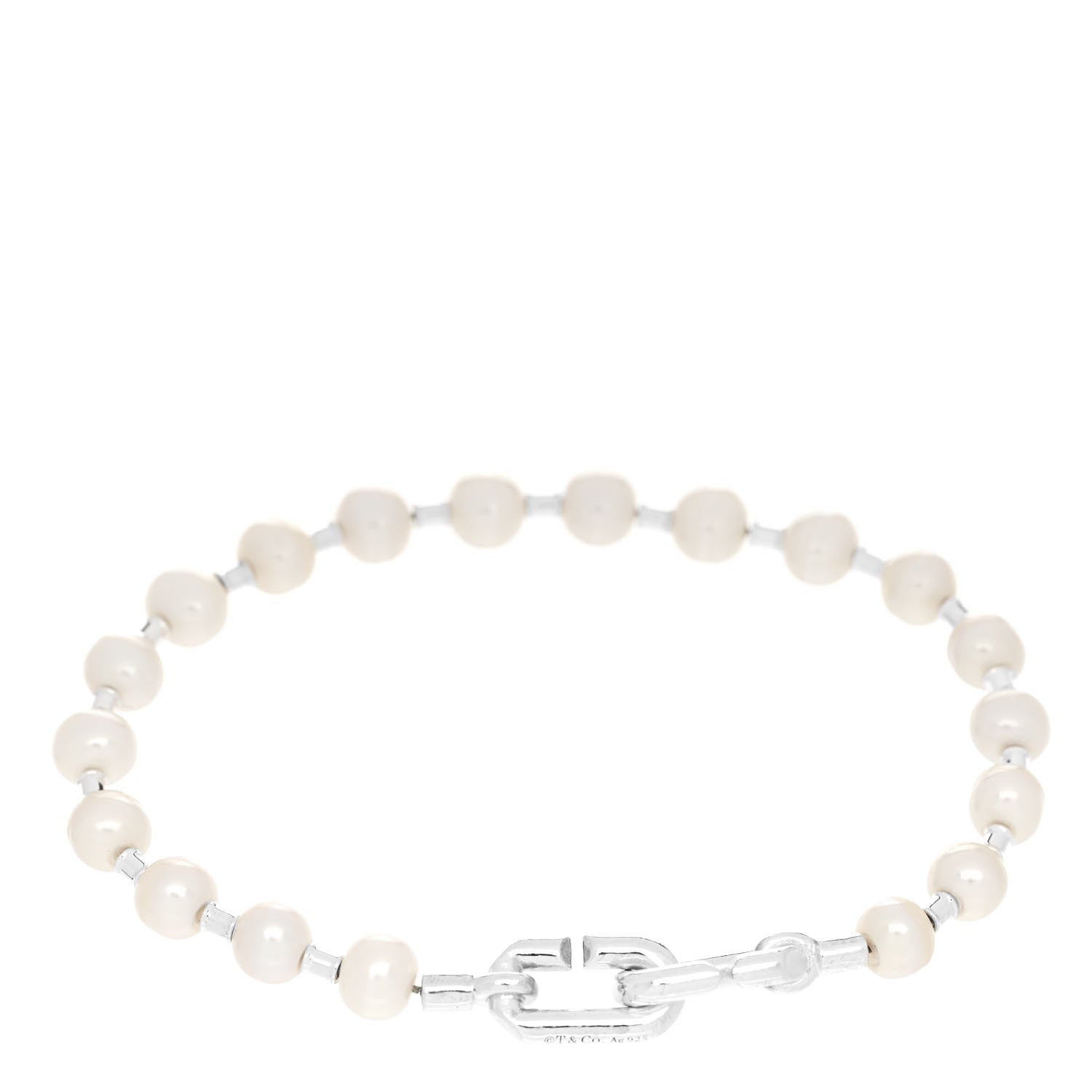 Tiffany Sterling Silver Pearl 5-6mm HardWear Bracelet 2 of 3