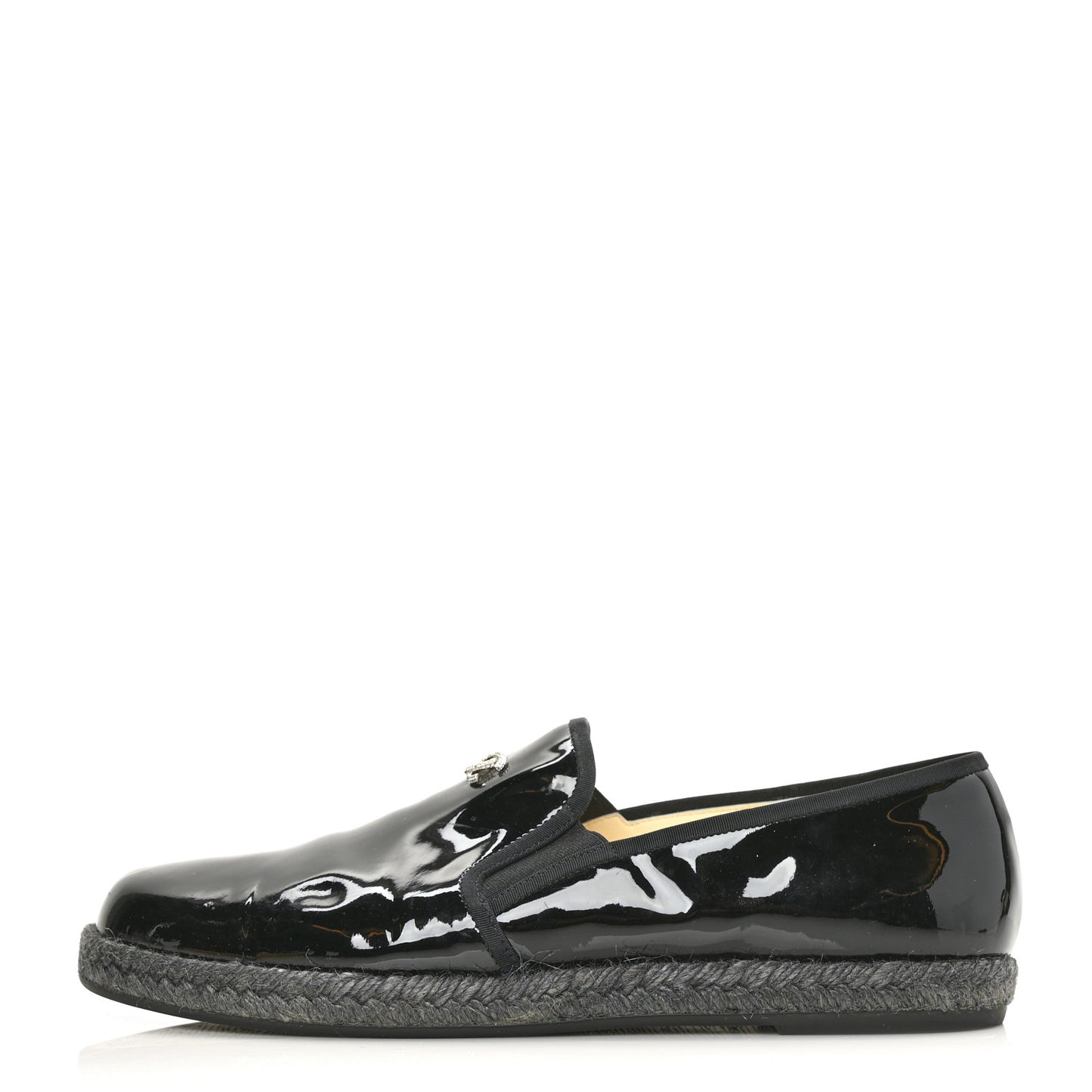 Patent Calfskin CC Mocassin Loafer Espadrilles 41.5 Black