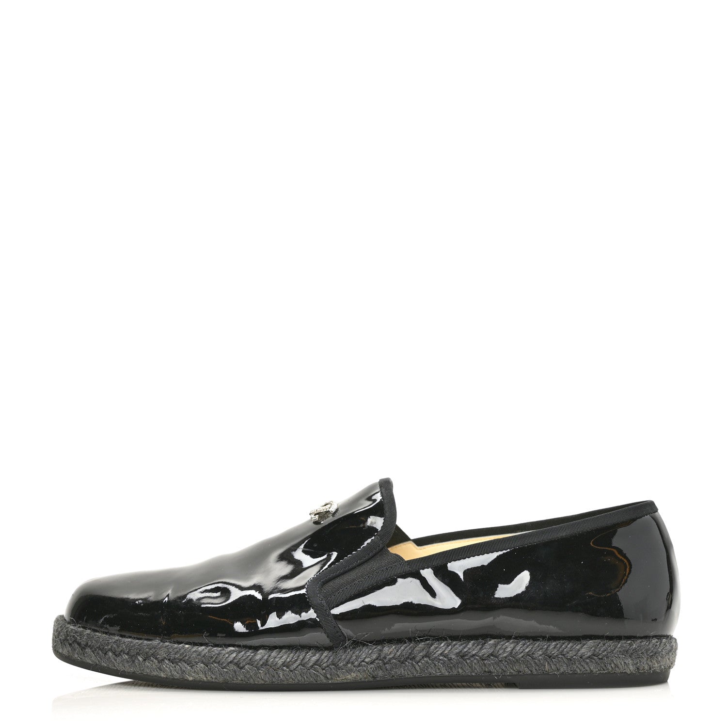 Chanel Patent Calfskin CC Mocassin Loafer Espadrilles 41.5 Black 1 of 7