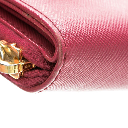 Prada Saffiano Metal Compact Zip Around Wallet Ibisco 10 of 11