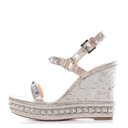 Christian Louboutin Cork Studded Pyradiams 110 Platform Sandals 36 Gold 1 of 9