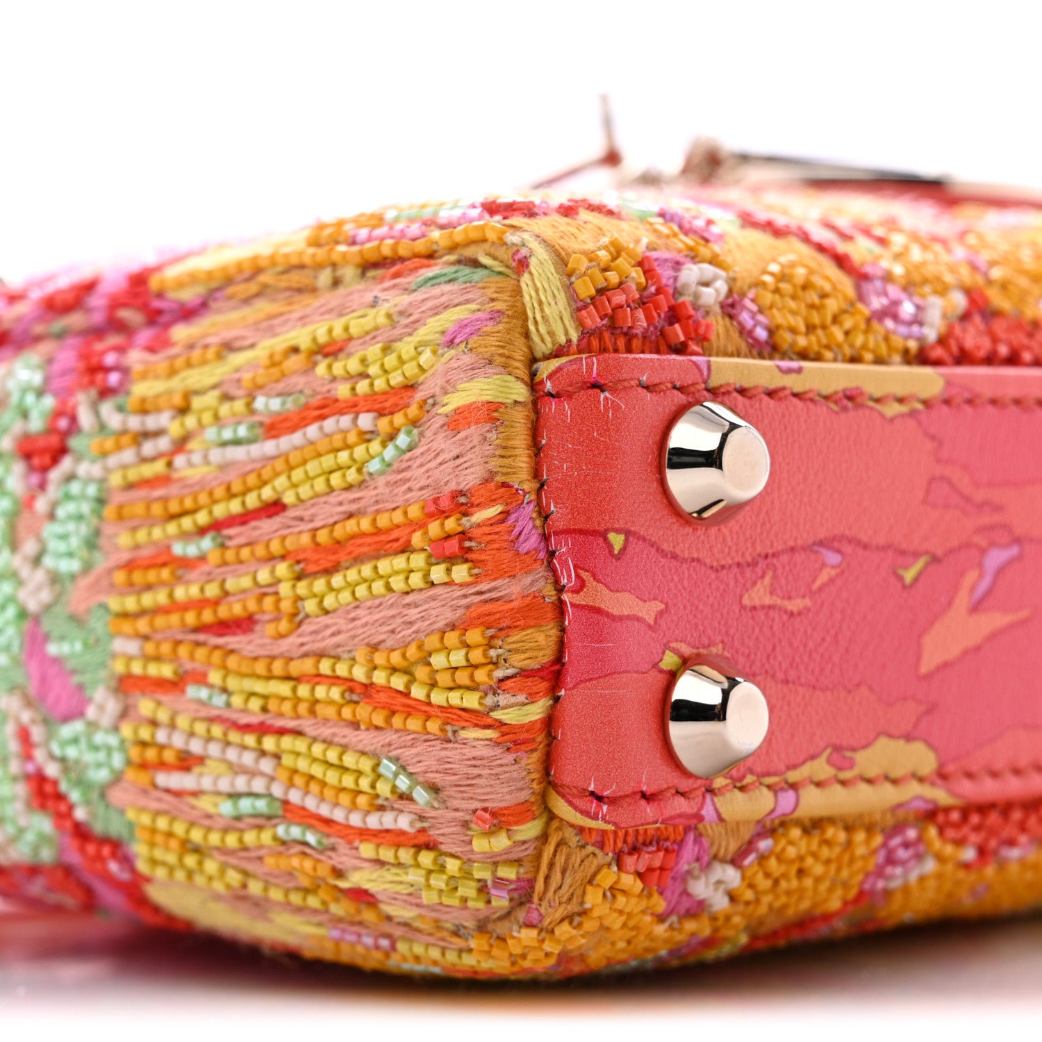 Christian Dior Beaded Embroidery Lambskin Micro Lady Dior Orange Multicolor 9 of 11