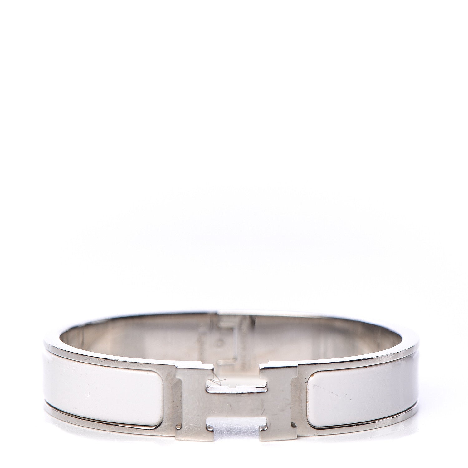 Hermes Enamel Narrow Clic Clac H Bracelet PM White 1 of 6