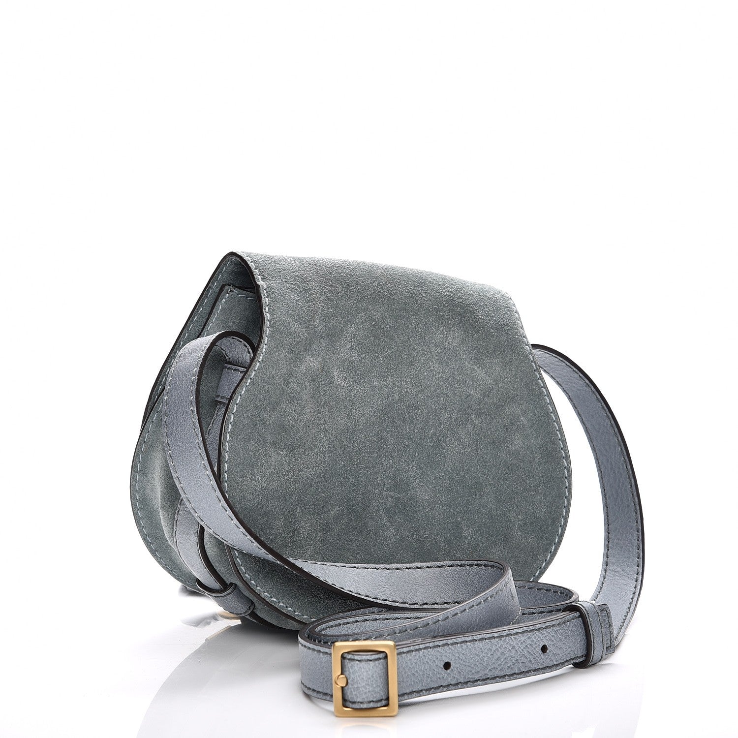 Chloe Suede Calfskin Mini Marcie Round Crossbody Bag Cloudy Blue 3 of 6