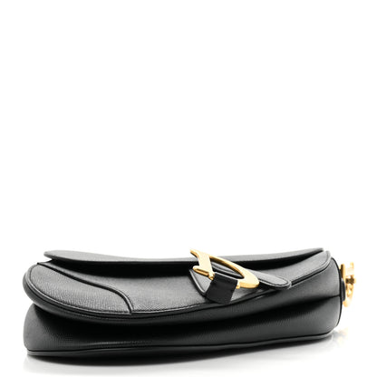 Christian Dior Grained Calfskin Saddle Bag Black 4 of 9