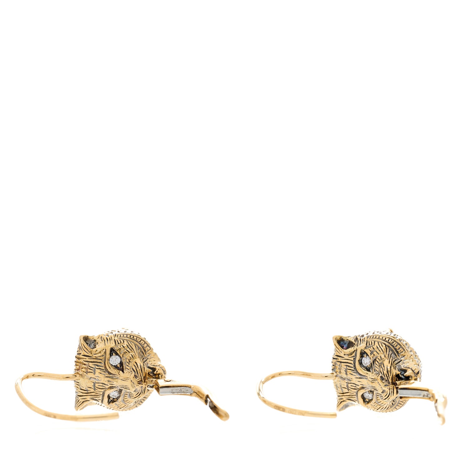 18K Yellow Gold Diamond Black Onyx Le Marche Des Merveilles Feline Earrings