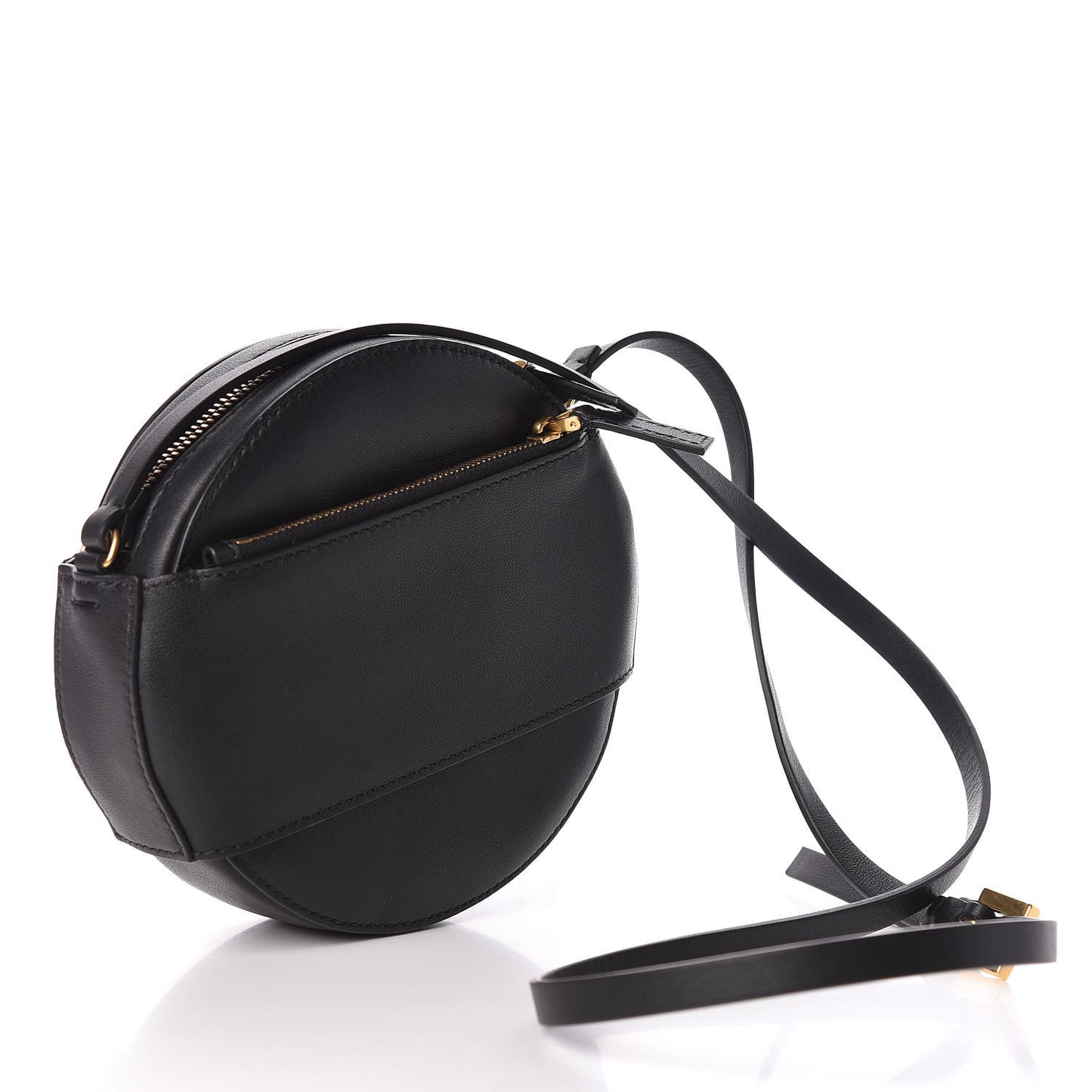 Calfskin VLogo Round Crossbody Bag Black