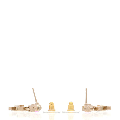 Chanel Metal Crystal CC Star Drop Earrings Gold Pink 4 of 5