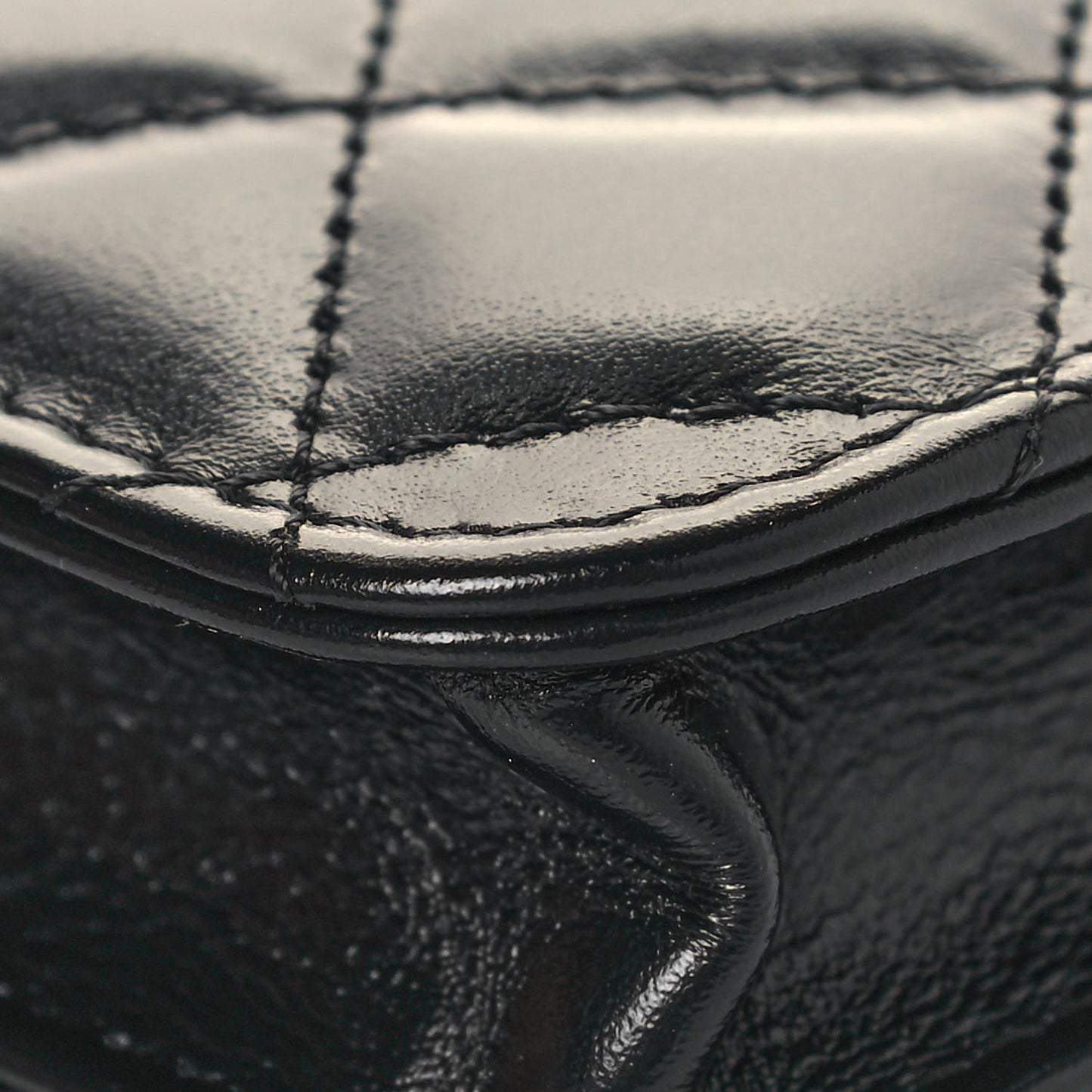 Calfskin Quilted Perfect Fit Coin Purse With Chain Black