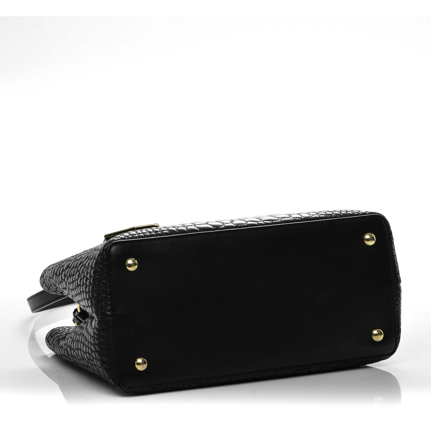 Nappa Crocodile Trapuntata Petite 2Jours Tote Black