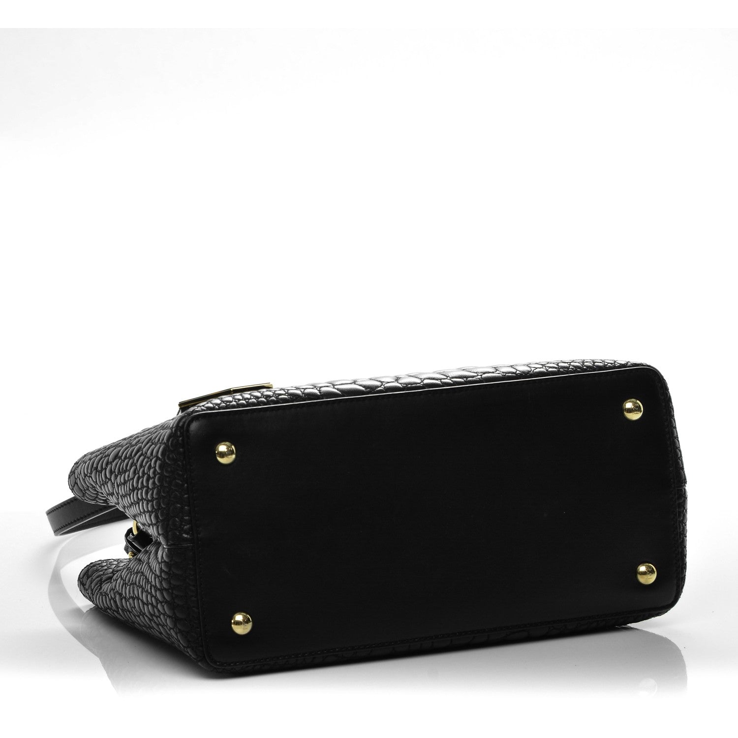Fendi Nappa Crocodile Trapuntata Petite 2Jours Tote Black 4 of 7
