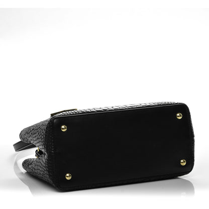 Fendi Nappa Crocodile Trapuntata Petite 2Jours Tote Black 4 of 7