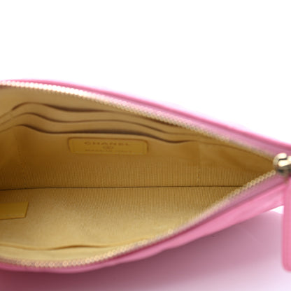 Chanel Lambskin Quilted Zipped Pouch Pink Yellow 5 of 8