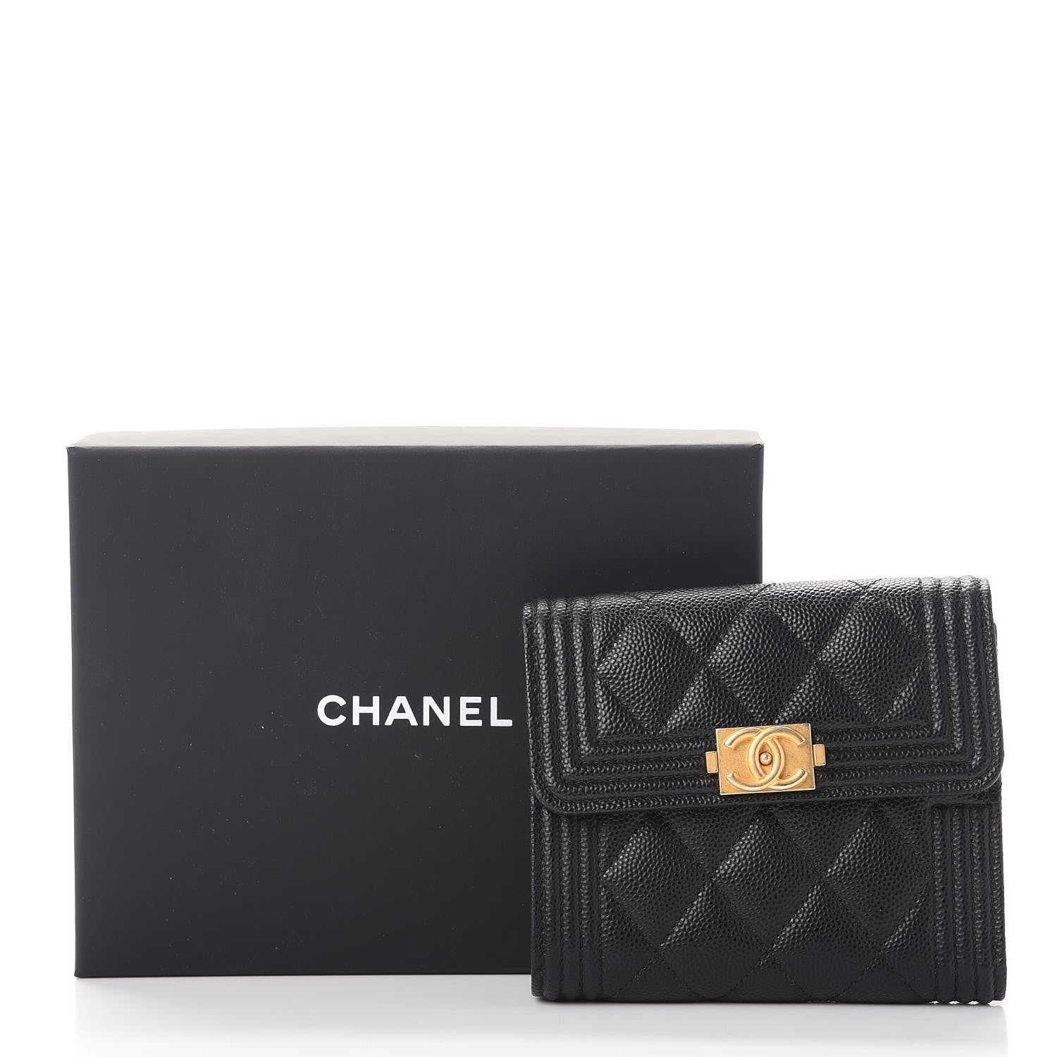 Chanel Caviar Quilted Compact Boy Wallet Black 9 of 9