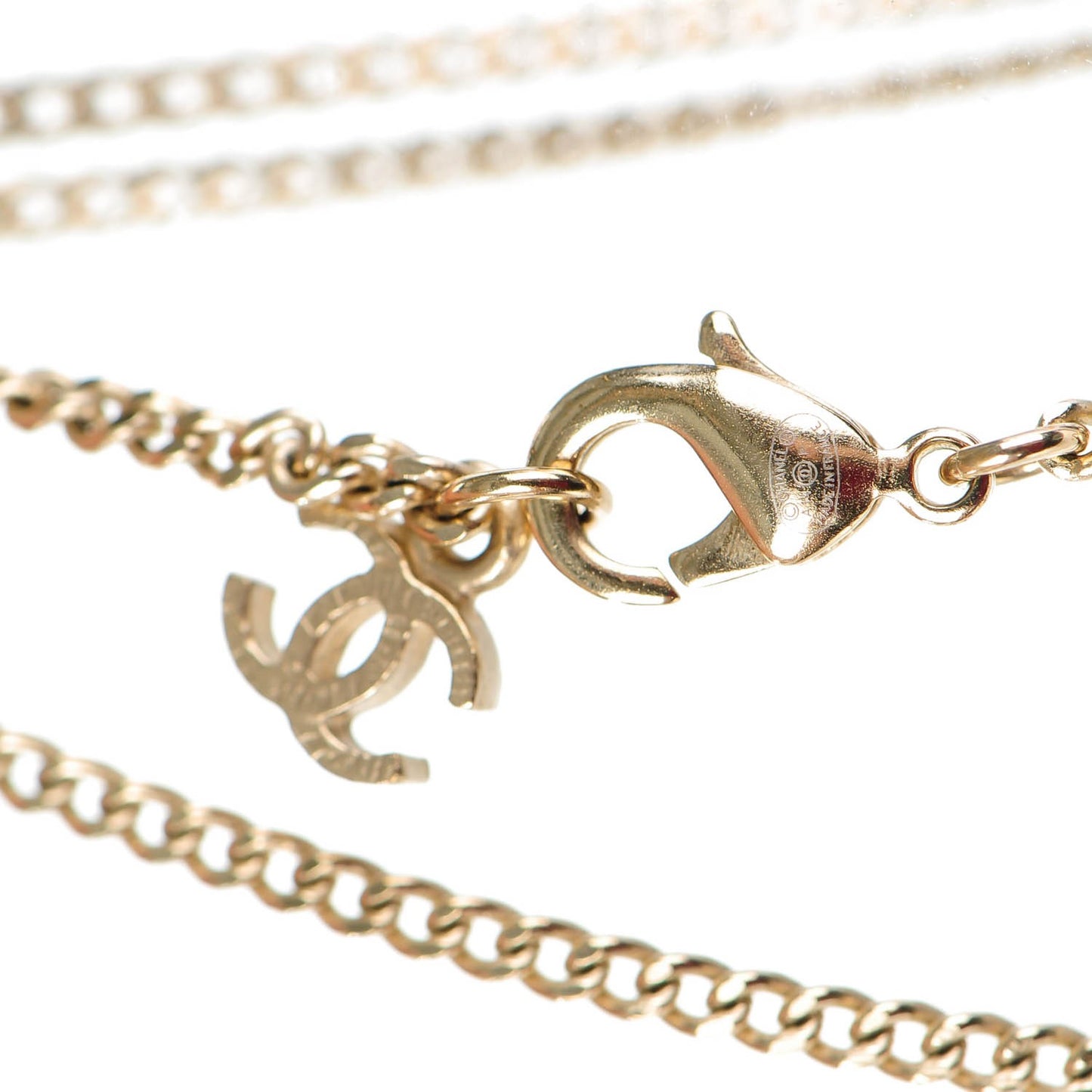 Crystal Enamel Camellia CC Necklace Gold Blue