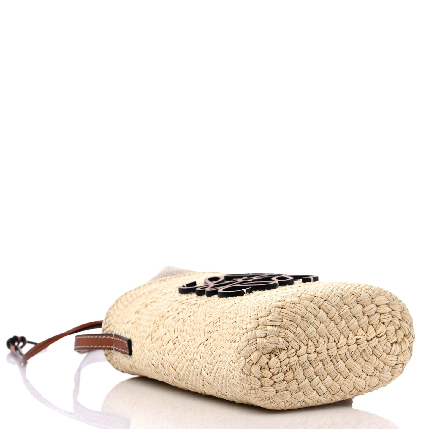 Calfskin Raffia Paulas Ibiza Square Bucket Bag Natural Tan