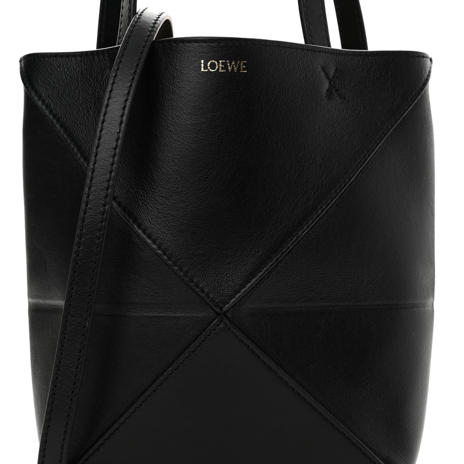 Loewe Shiny Calfskin Mini Puzzle Fold Tote Black 8 of 10