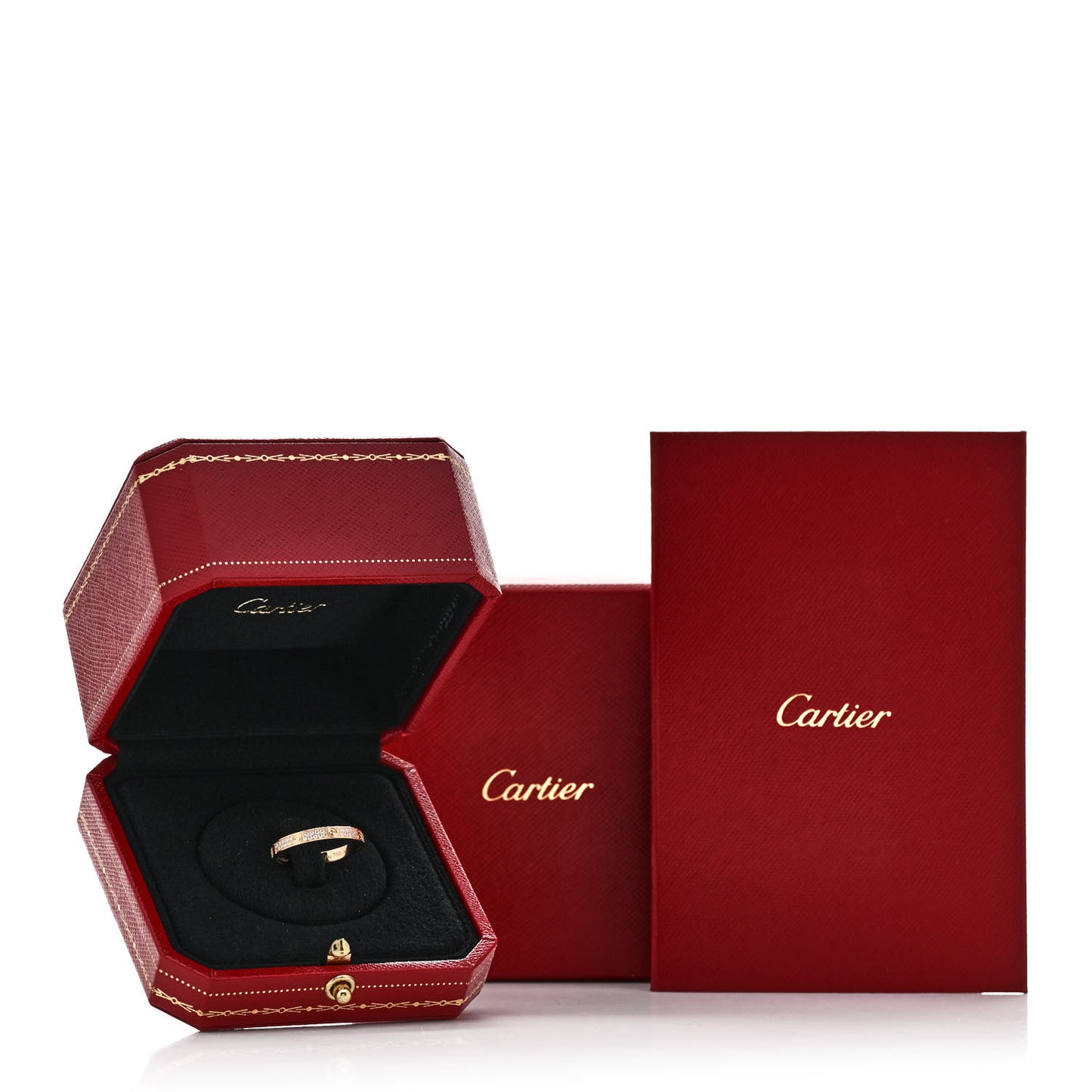 18K Yellow Gold Diamond 2.6mm LOVE Paved Band Ring 55 7.25