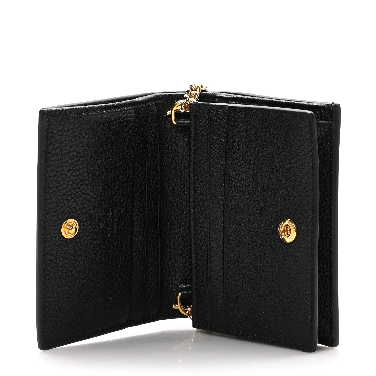 Gucci Grainy Calfskin Zumi Chain Card Case Wallet Black 5 of 9