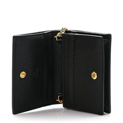 Gucci Grainy Calfskin Zumi Chain Card Case Wallet Black 5 of 9