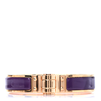 Hermes Enamel Charniere Uni Narrow Hinged Bracelet M Raisin 1 of 4