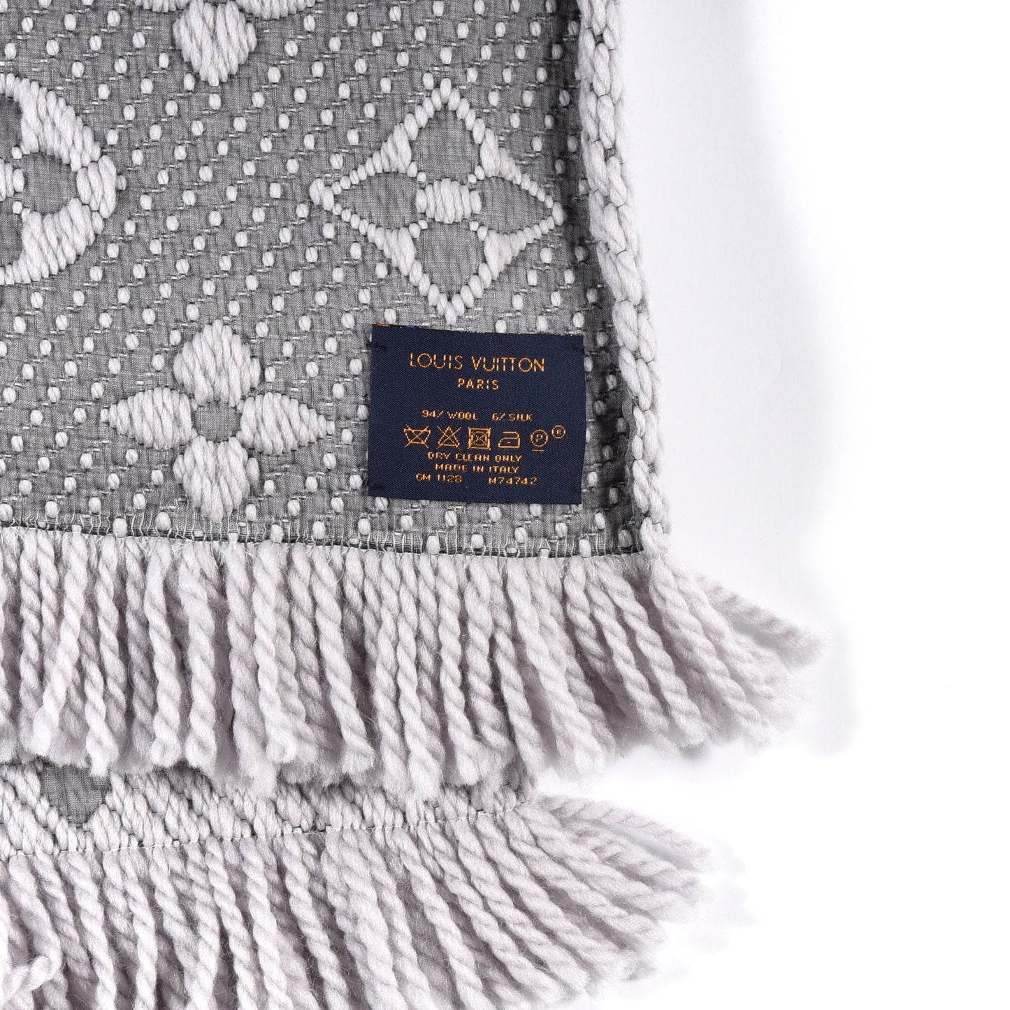 Wool Silk Logomania Scarf Pearl Grey
