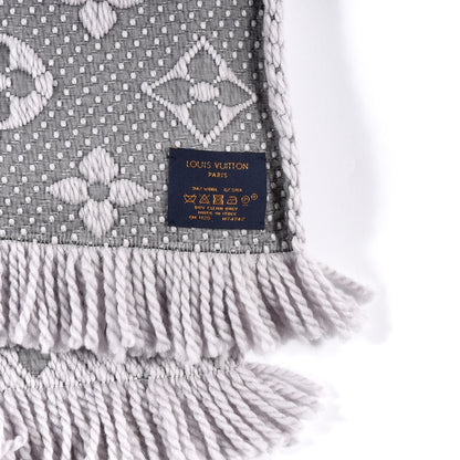 Louis Vuitton Wool Silk Logomania Scarf Pearl Grey 2 of 3