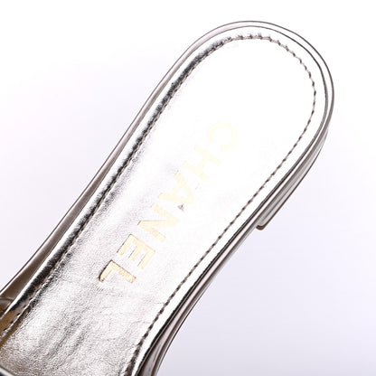 Chanel Glitter Mesh Patent Calfskin CC Sandal Mule 37 Gold 8 of 11