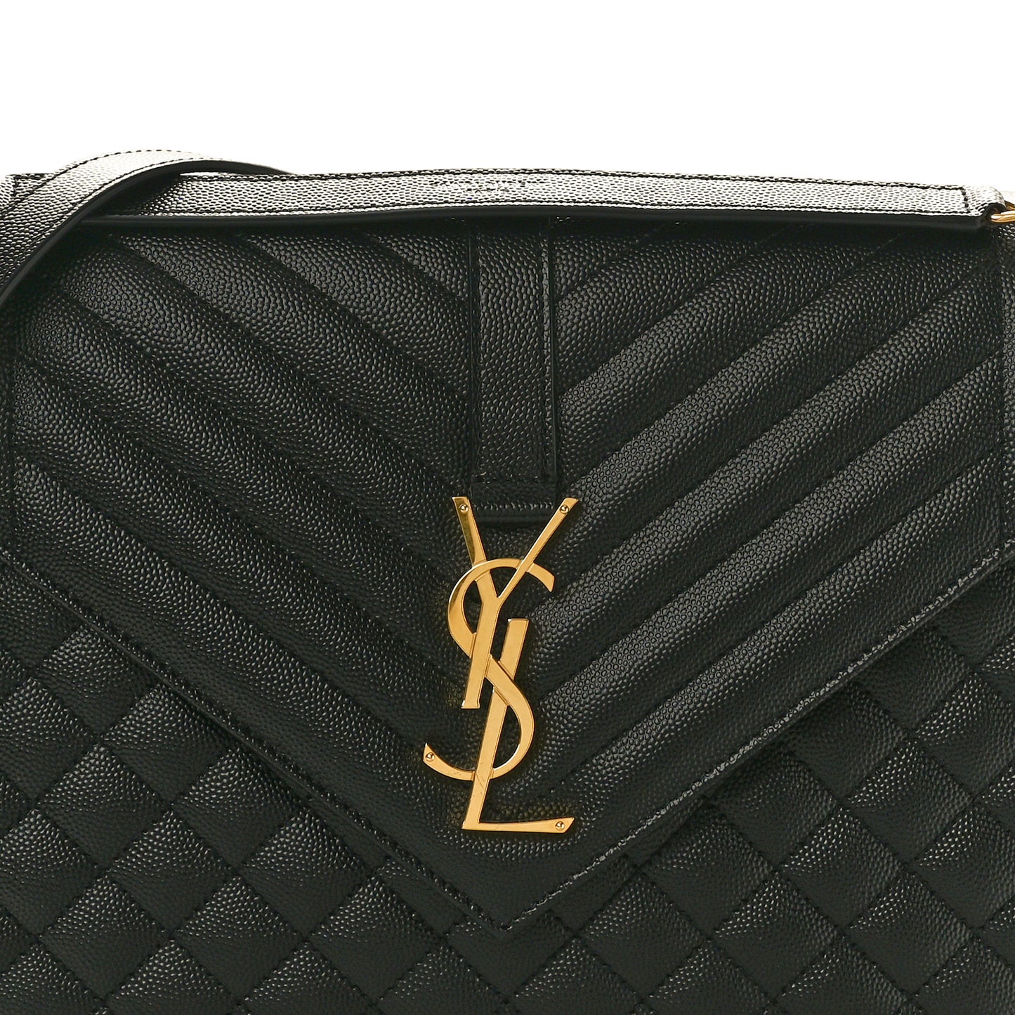 Grain De Poudre Textured Mixed Matelasse Large Triquilt Monogram Satchel Black