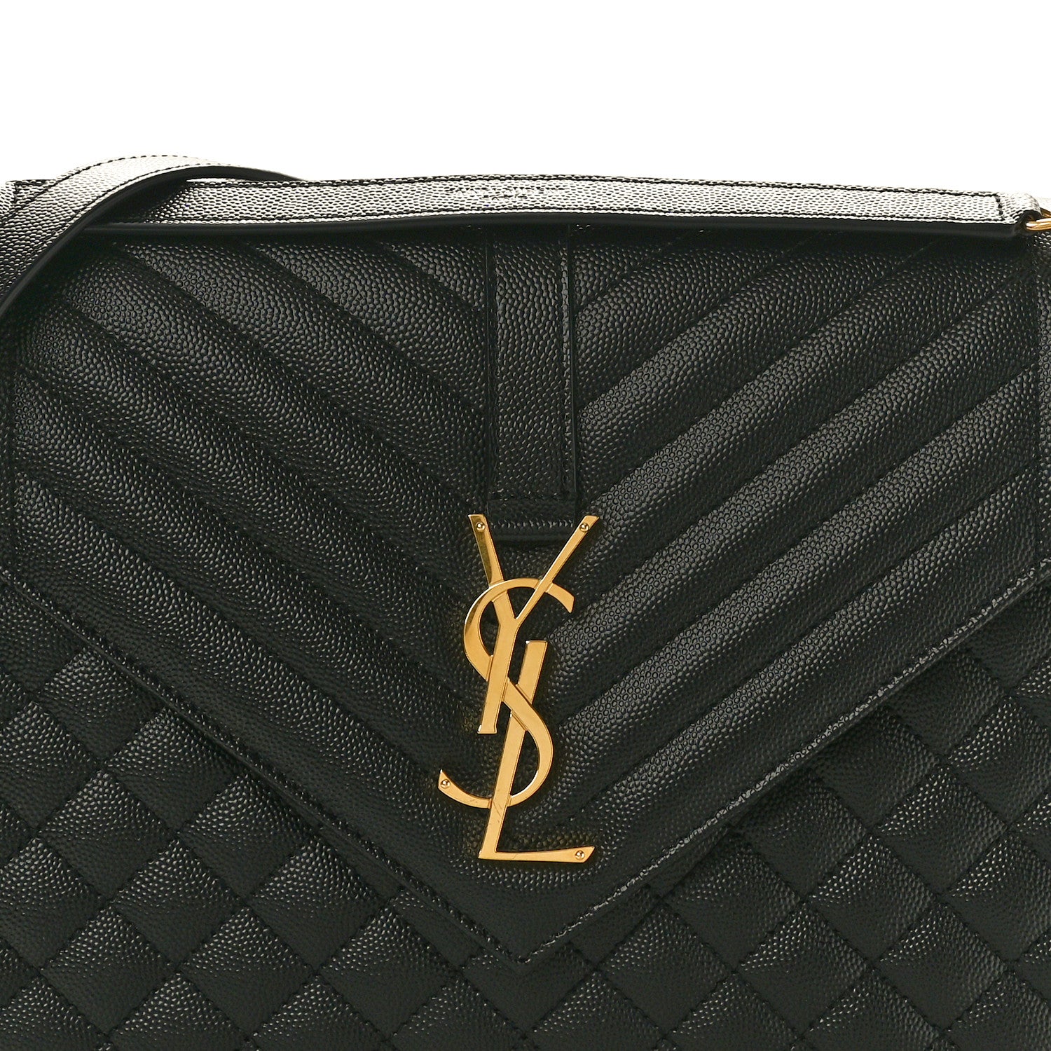 Saint Laurent Grain De Poudre Textured Mixed Matelasse Large Triquilt Monogram Satchel Black 9 of 11