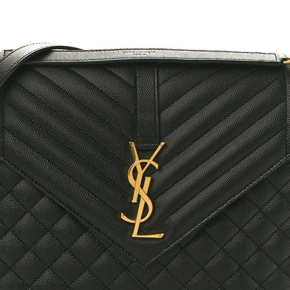 Saint Laurent Grain De Poudre Textured Mixed Matelasse Large Triquilt Monogram Satchel Black 9 of 11