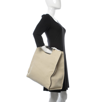 Gucci Pebbled Calfskin Bamboo Tote Off White 2 of 16