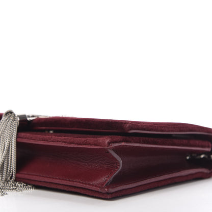 Saint Laurent Velvet Crystal Monogram Kate Tassel Shoulder Bag Burgundy 7 of 10
