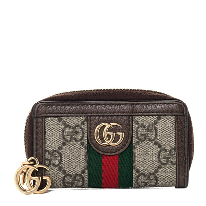 Gucci GG Supreme Monogram Web Ophidia Zip Around Key Case Beige New Acero 1 of 8